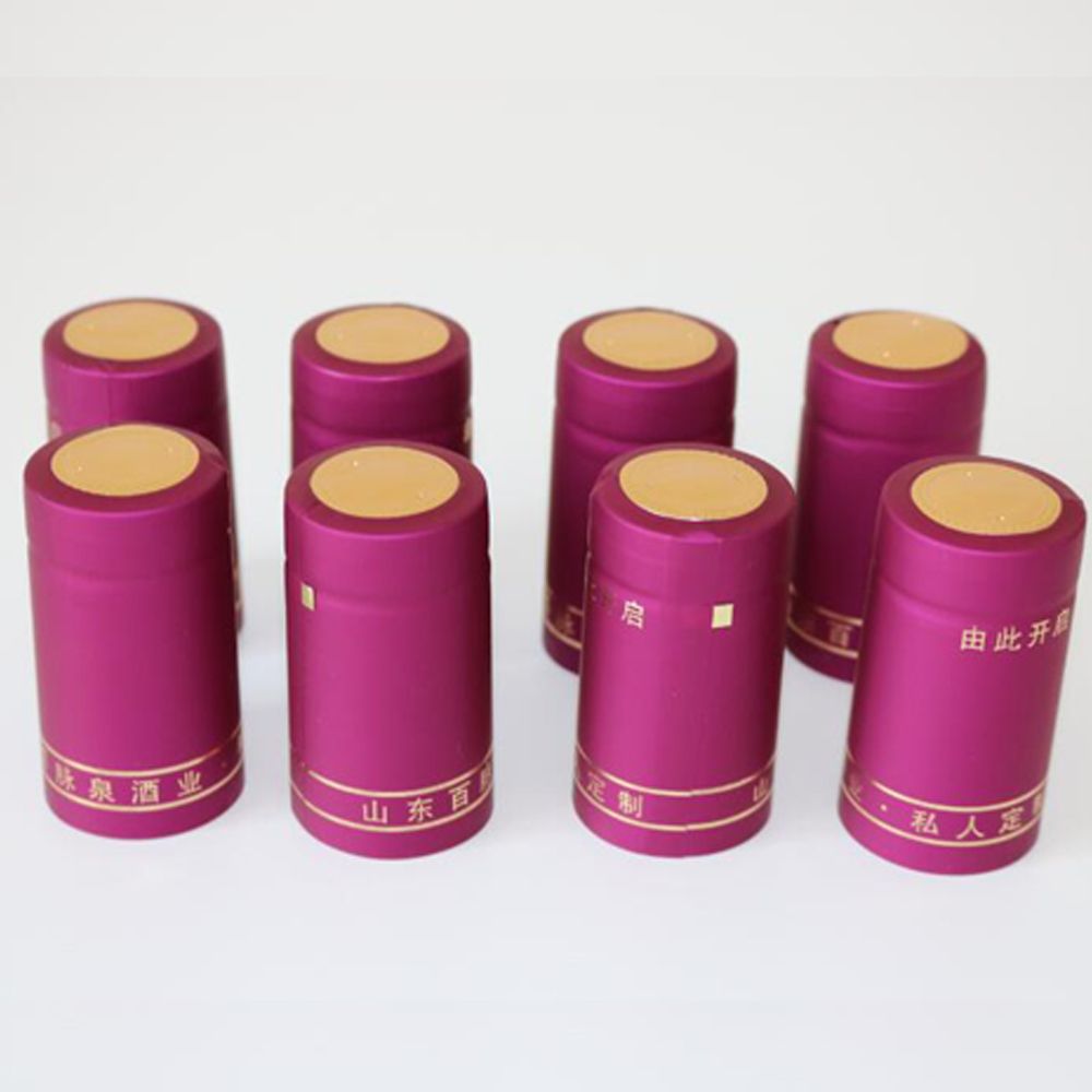 Custom wine bottle heat shrink capsule cap 30*60mm, 35*55mm seal pvc plastic capsule with tear off