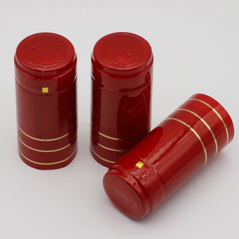 Custom wine bottle heat shrink capsule cap 30*60mm, 35*55mm seal pvc plastic capsule with tear off