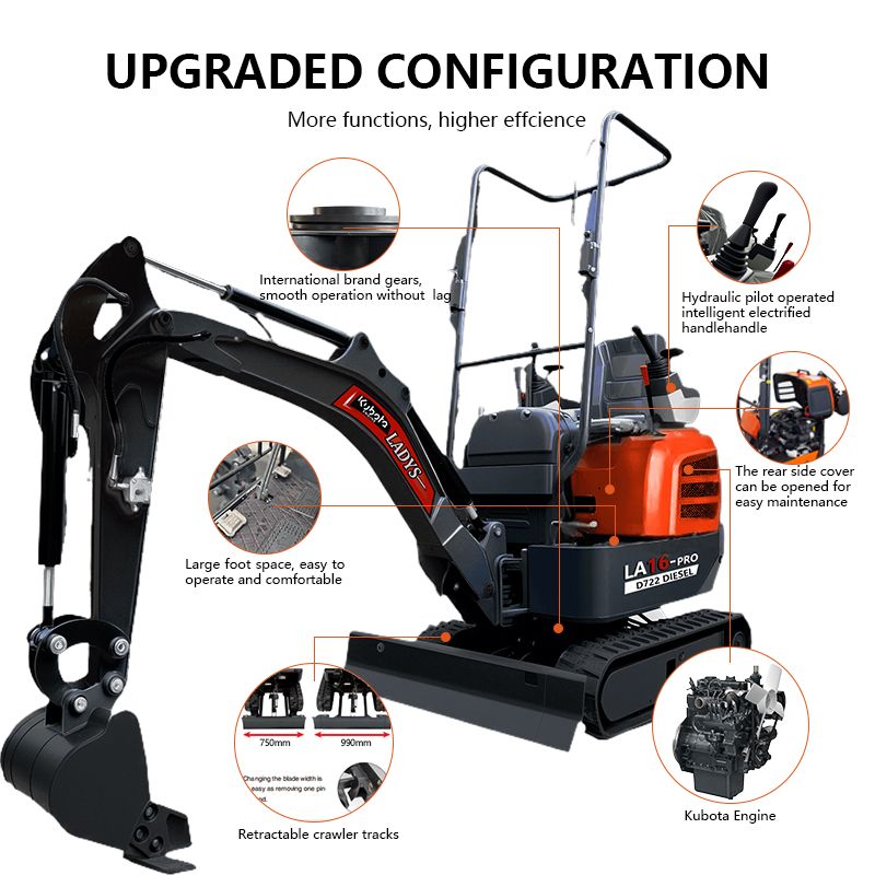 LADYS LA16Pro Mini Excavator Kubota Euro 5/Epa Engine Mini Excavator For Sale