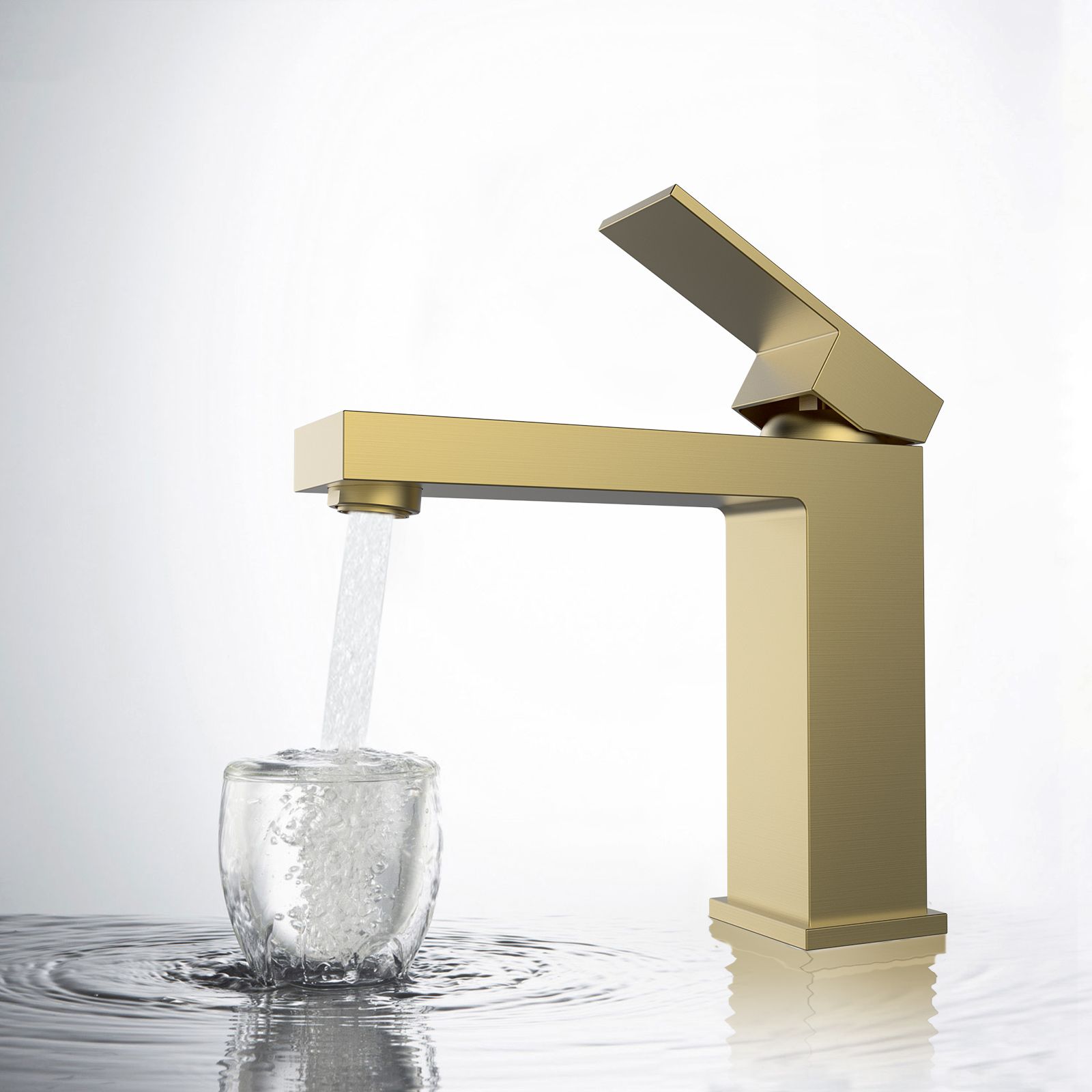 Square Single Hand Wash Basin Faucet Made Of Solid Brass Construction AB000000BG