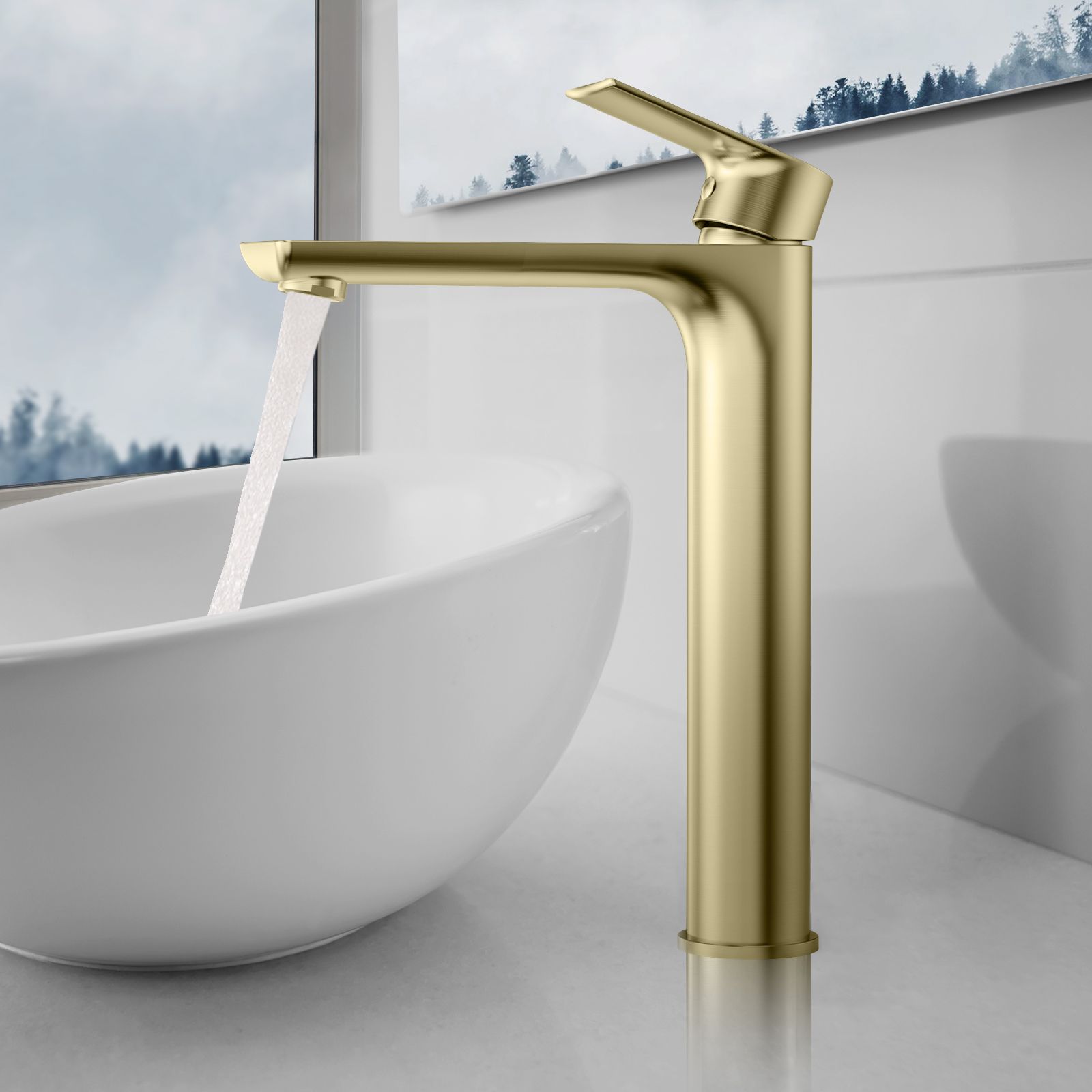 Nile Bathroom Basin Faucet Solid Brass Construction With Spain Citec Cartridge & Swiss Neoperl Aerator AB001003BG