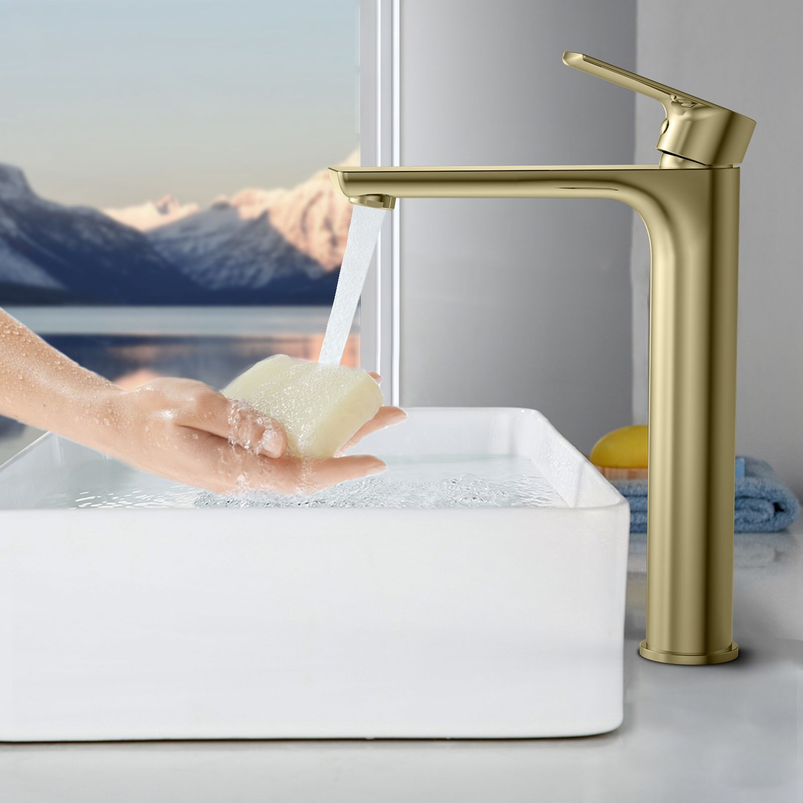 Nile Bathroom Basin Faucet Solid Brass Construction With Spain Citec Cartridge & Swiss Neoperl Aerator AB001003BG