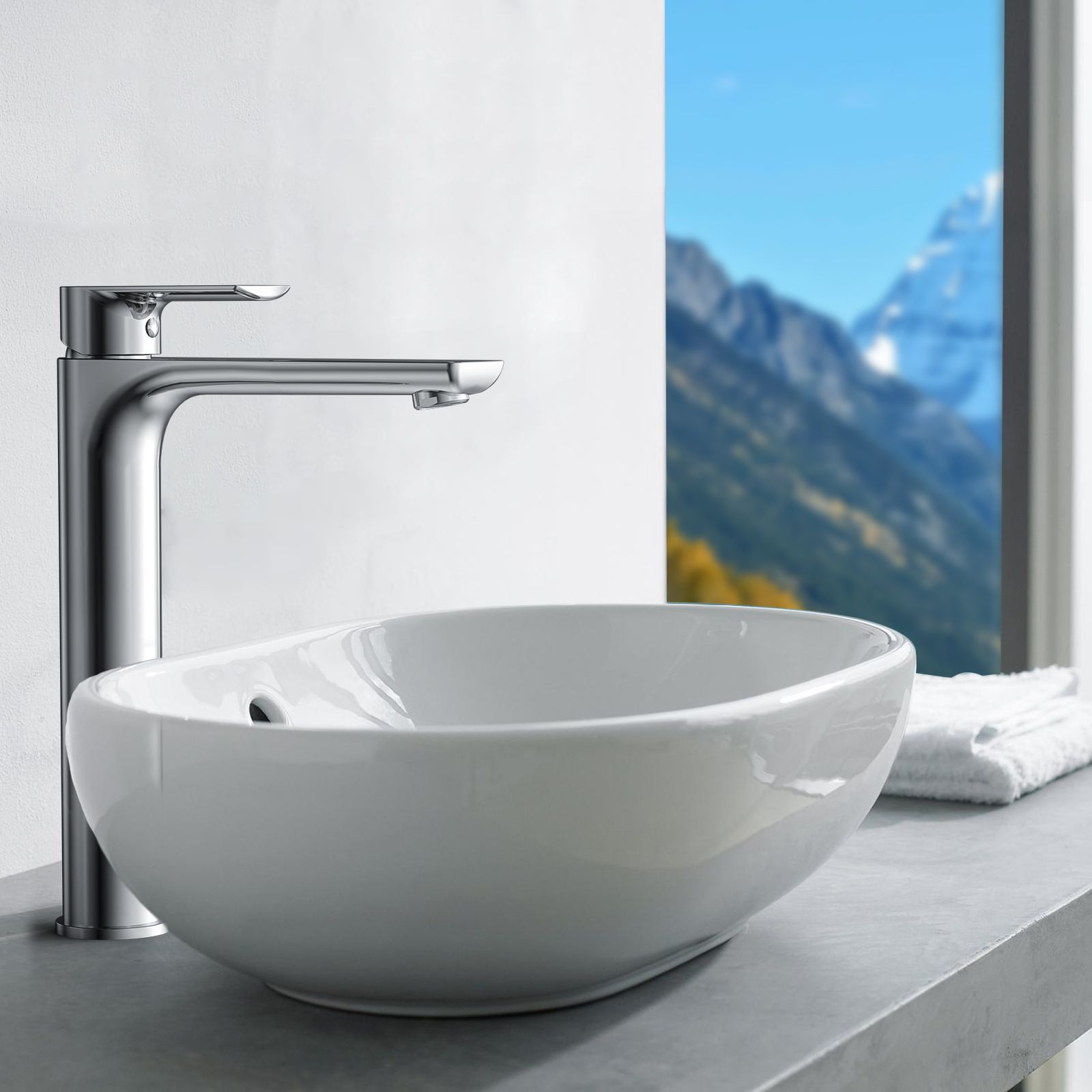 Nile Bathroom Basin Faucet Solid Brass Construction With Spain Citec Cartridge & Swiss Neoperl Aerator AB001003CH