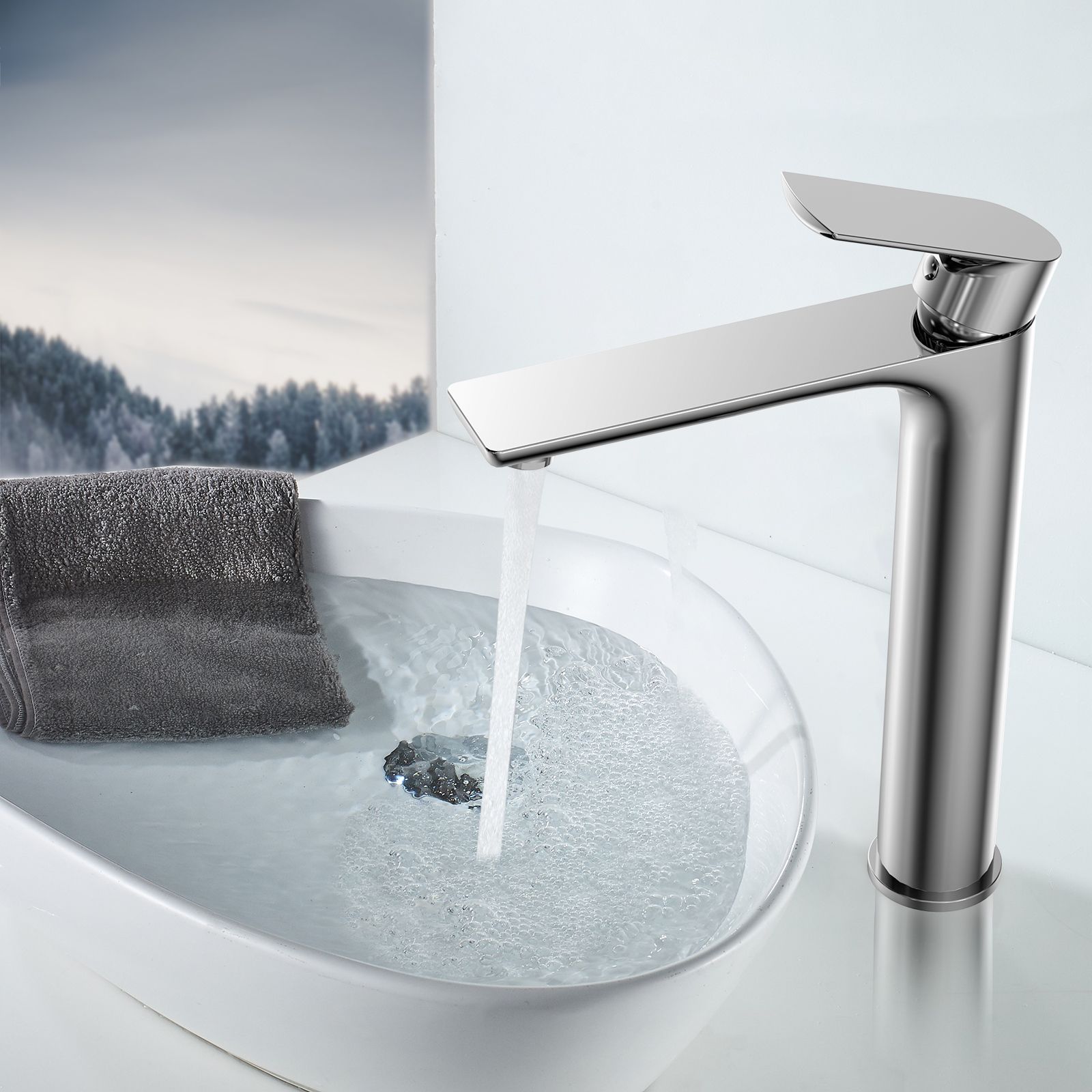 Nile Bathroom Basin Faucet Solid Brass Construction With Spain Citec Cartridge & Swiss Neoperl Aerator AB001003CH