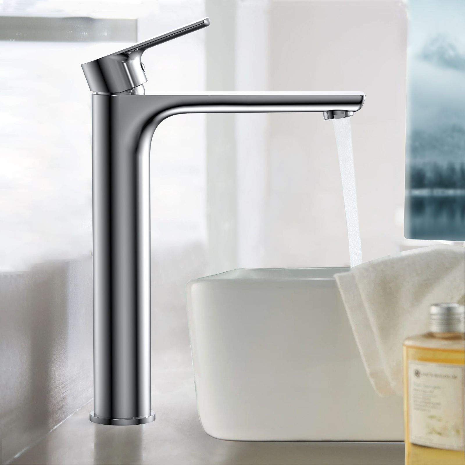 Nile Bathroom Basin Faucet Solid Brass Construction With Spain Citec Cartridge & Swiss Neoperl Aerator AB001003CH