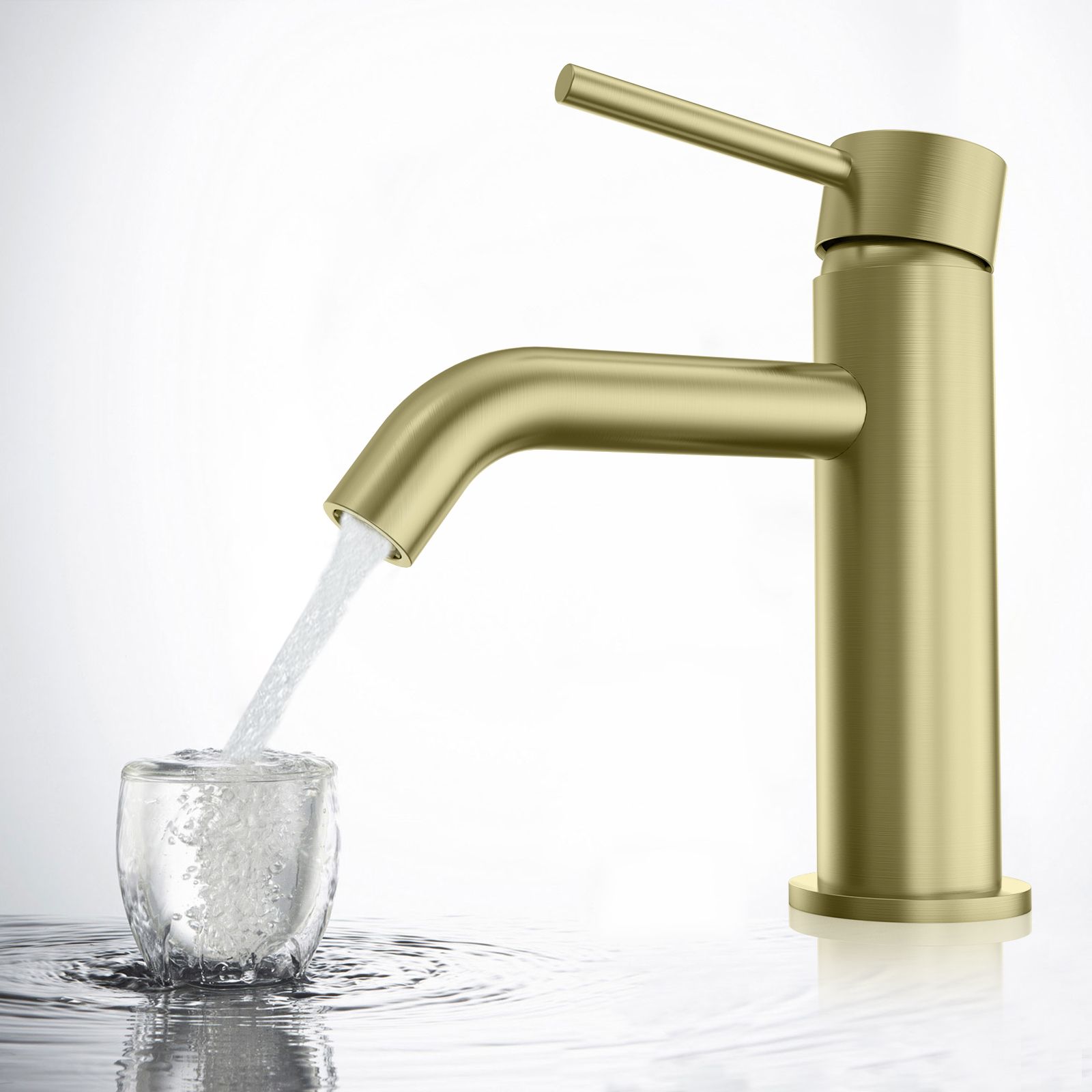 Circular Single Hand Wash Basin Faucet Made Of Solid Brass Construction AB000004BG