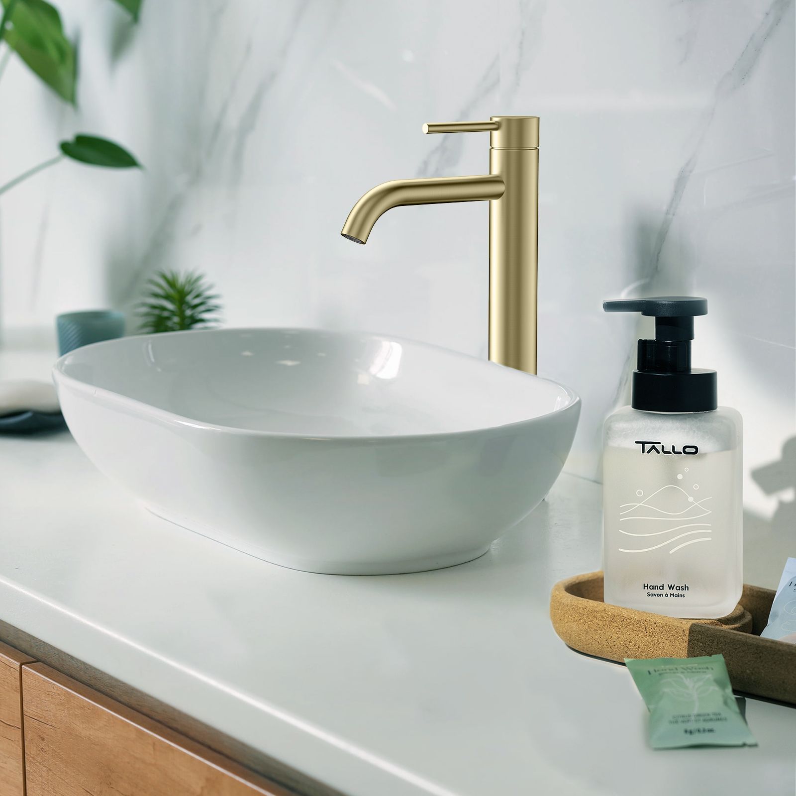 Circular High Arc Vessel Sink Faucet with Solid Brass Construction & Swiss Neoperl Aerator,AB001004BG