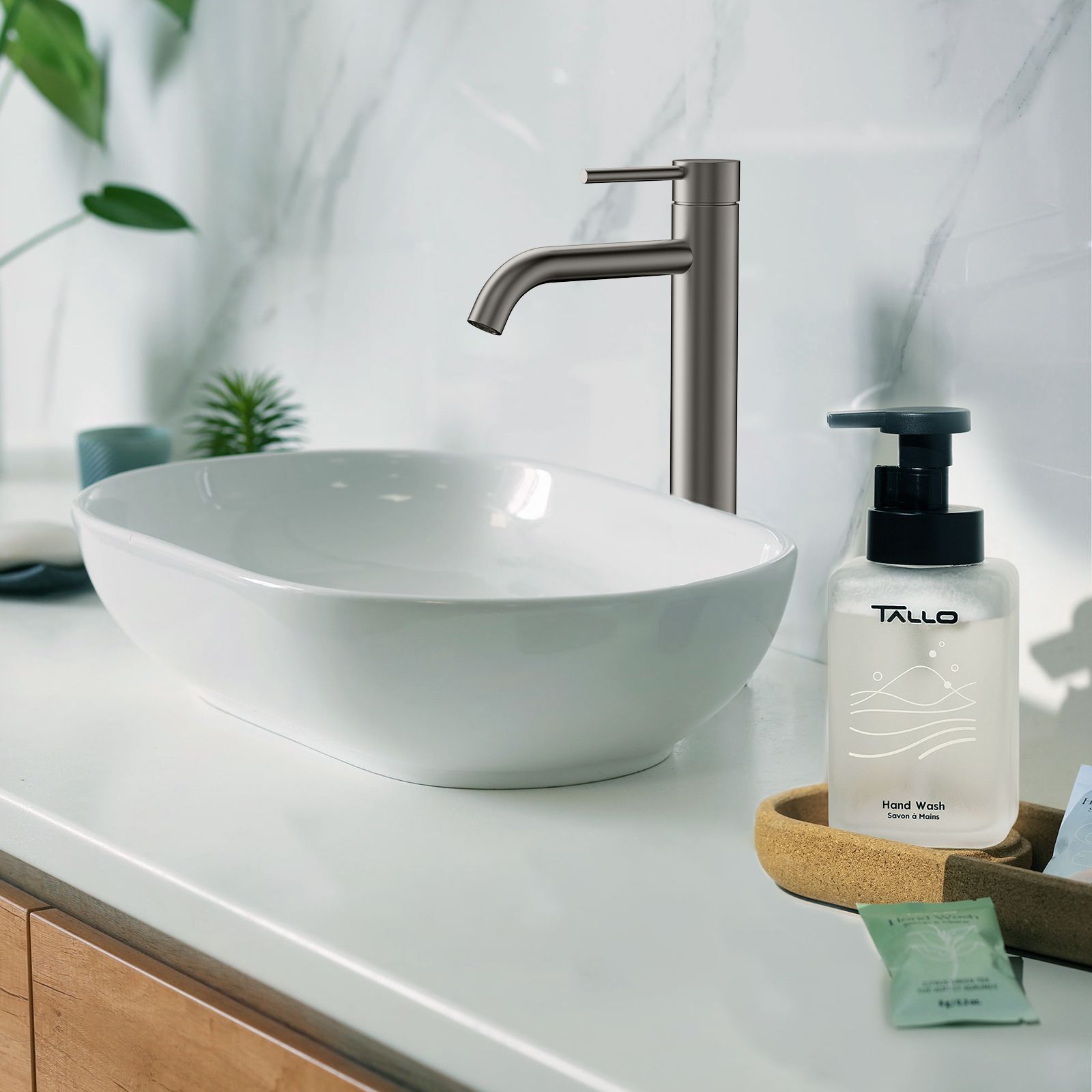 Circular High Arc Vessel Sink Faucet with Solid Brass Construction & Swiss Neoperl Aerator,AB001004BN