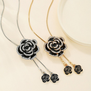 Fashion rose sweater chain long neck WOMEN'S dress accessories match all clothes pendant accessories