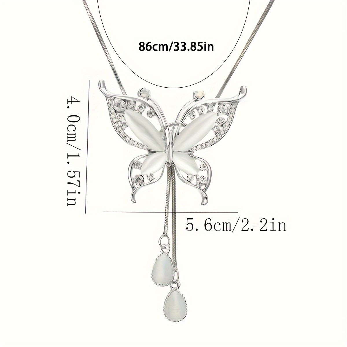 Full Pendant Necklace Butterfly-Shaped Zinc Alloy with Rhinestones Pendant Female Daily Accessories