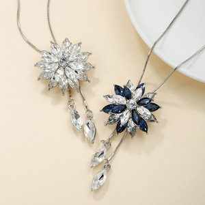 Snowflake fashion creative Crystal sweater chain clothing pendant necklace ladies