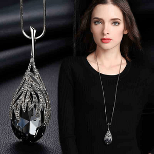 Drop-Shaped Zircon Pendant Sweater Chain Personality Geometry Matching Clothing Accessories