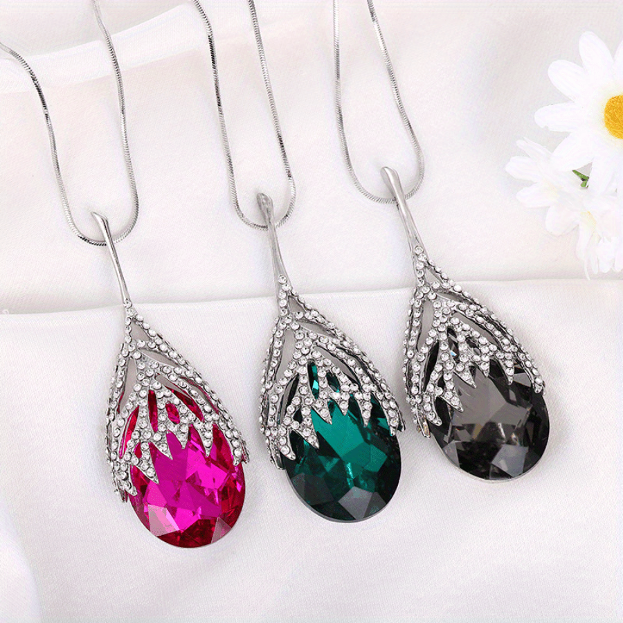 Drop-Shaped Zircon Pendant Sweater Chain Personality Geometry Matching Clothing Accessories