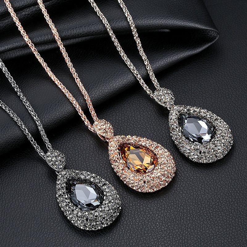 Long High-End Water Drop Sweater Chain, Versatile Simple Elegant Graceful Autumn and Winter Necklace Sweater Chain Women's Jewel