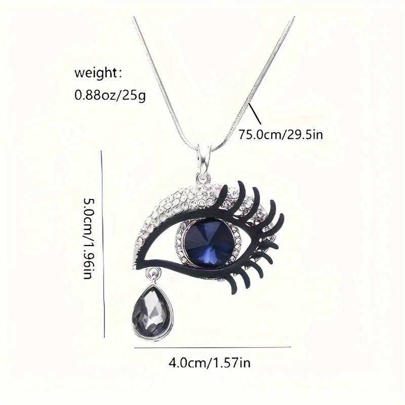 Full shiny zircon elegant retro eye shape pendant necklace jewelry for women girls