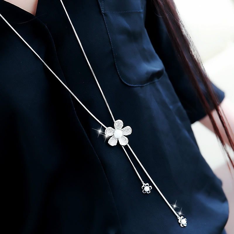 Y-Shaped Chain with Rhinestone Embellishment, Elegant and Luxurious Flower Pendant, Suitable for Daily and Formal Occasions, Wea