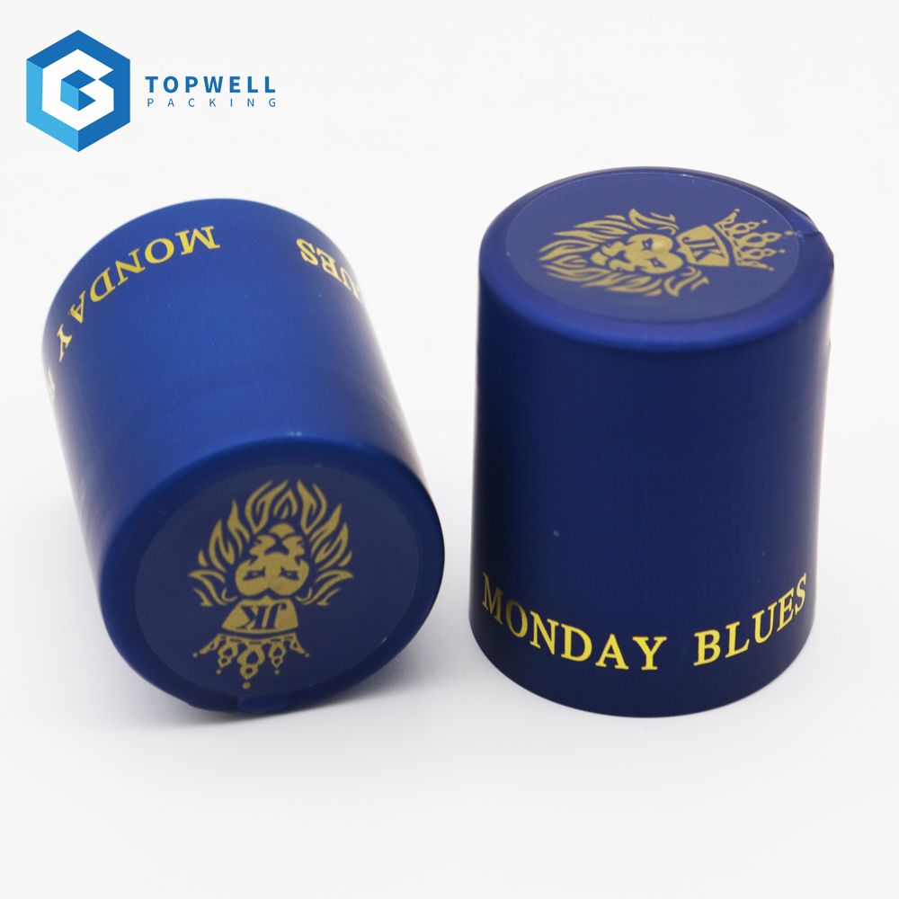 Custom hot Stamping logo Matte Shrink wine bottle sealing strip pvc shrinkable capsule for glass bottle