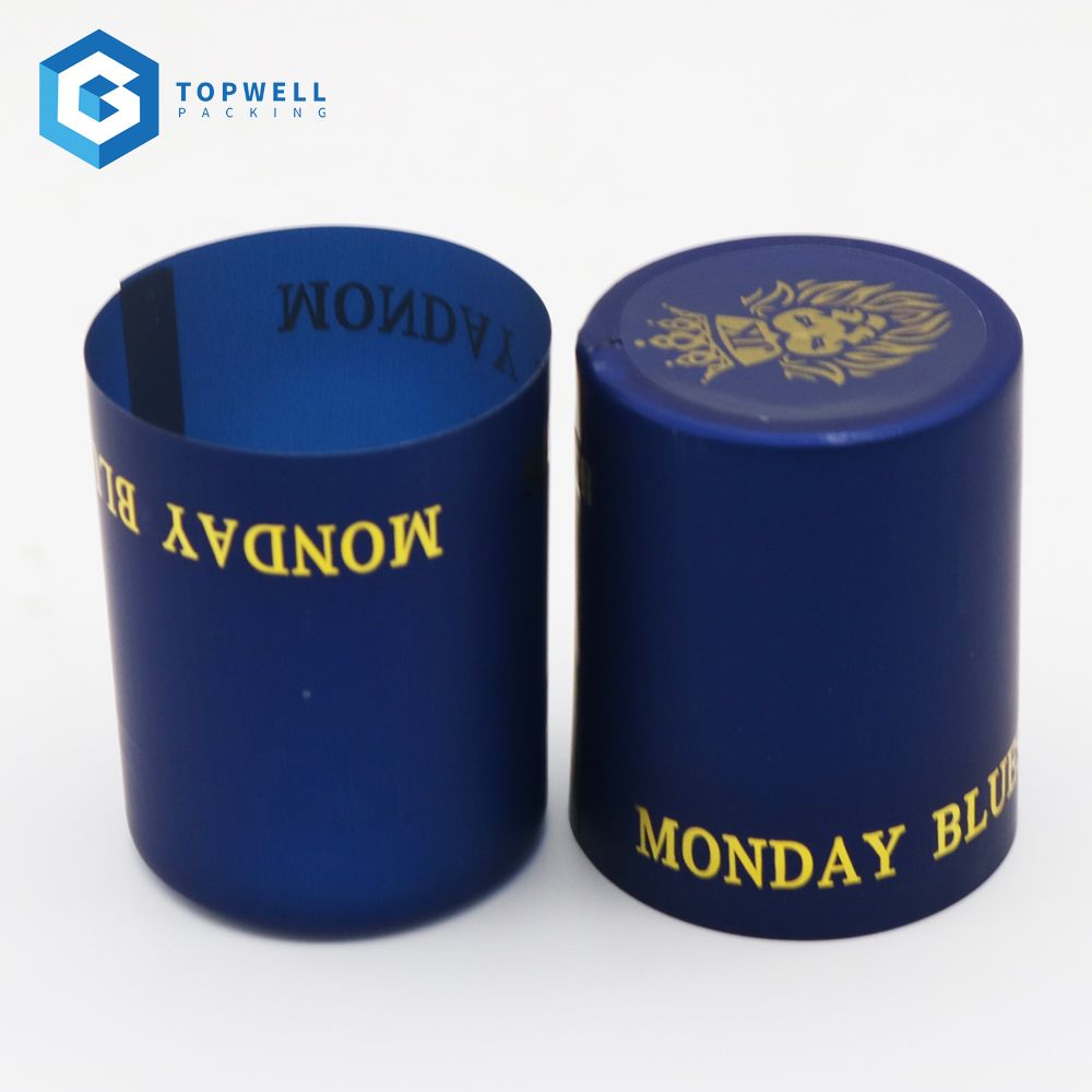 Custom hot Stamping logo Matte Shrink wine bottle sealing strip pvc shrinkable capsule for glass bottle