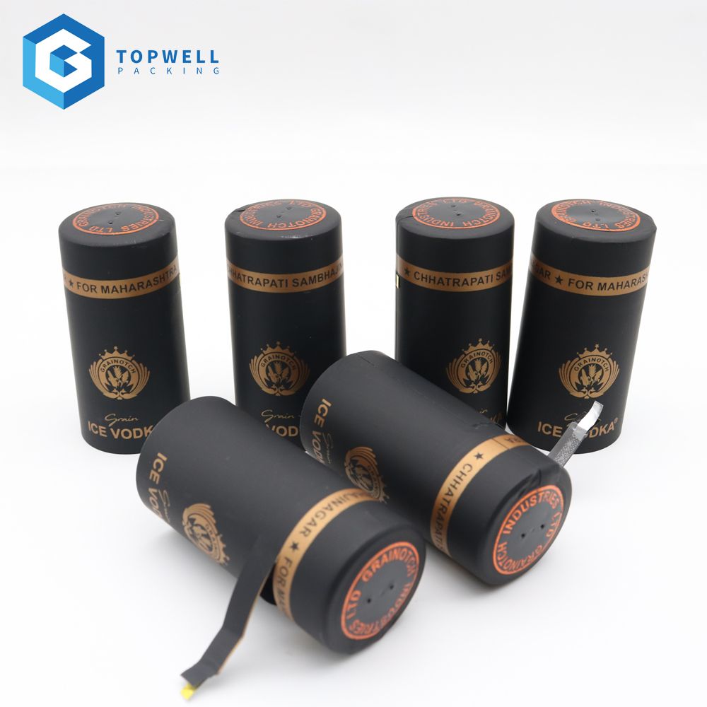 Online Custom Round Emboss Tops Plastic PVC Heat Shrink Caps Seal Capsule For Wine Liquor Bottle