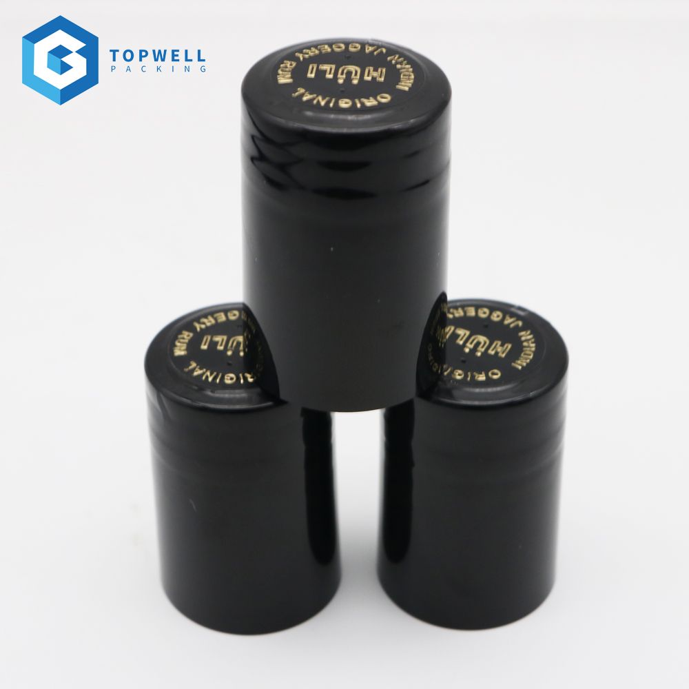 Online Custom Round Emboss Tops Plastic PVC Heat Shrink Caps Seal Capsule For Wine Liquor Bottle