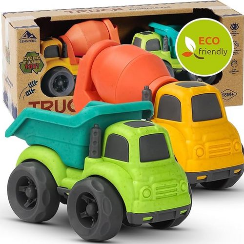 Friction Powered Cement Mixer Toy - Push and Go Construction Vehicle with Lights and Sounds, 1:16 Scale