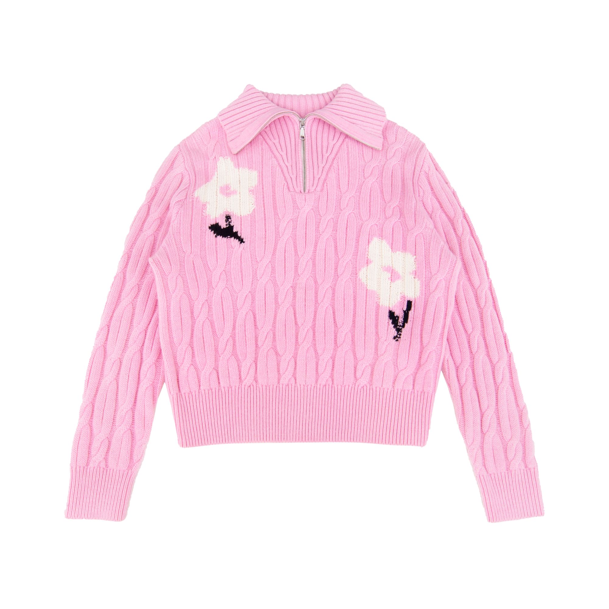 Fashion - Forward Pink Half - Zip Knit Sweater: A Delicate Blend of ...