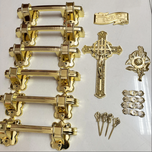 H9005 Cheap Caskets and Coffins Funeral Suppliers Accessories Plastic Gold Casket Handles Wooden Coffin Handles