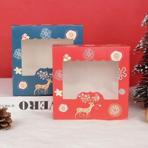 Custom Cookie Box with PVC Window Candy Chocolate Biscuit Packaging Boxes Gift Wrapping New Year Party Treat Box