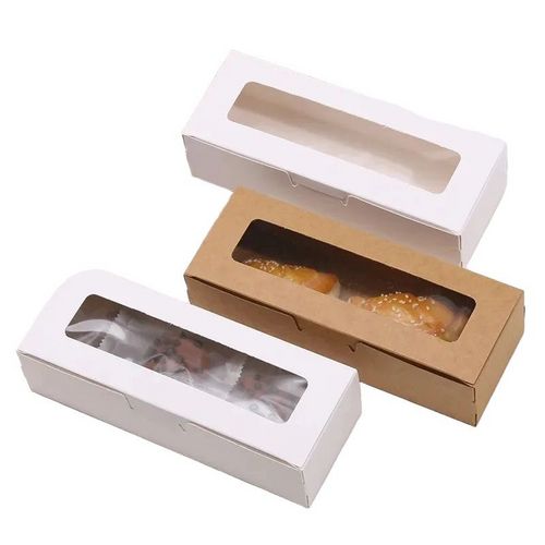 Kraft Paper Packaging Boxes Transparent Window Foldable Candy Baking Cake Box For Wedding Birthday