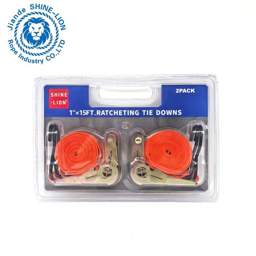 Retractable Ratchet Tie-Down Straps for Heavy Cargo Securing Ratchet Tie Down Straps with Double S Hooks