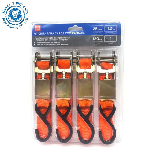 Heavy Duty Ratchet Tie Down Strap Set with Padded Handles, Coated S Hook Trailer Ratchet Tie Down 4 pcs