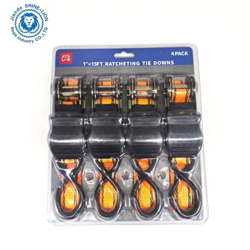 Motorcycle Ratchet Tie Down Straps Cargo Control Stainless Steel Ratchet Straps Car Tie Down Straps with Snap Hooks