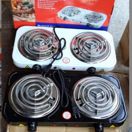 Portable 2000W double-burner electric stove with multi-function temperature control for kitchen and camping