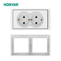 HONYAR White 2-gang German plug switch for home decoration F300