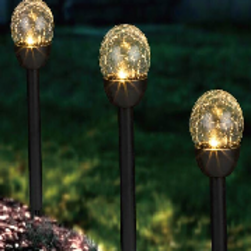 Cross-border outdoor solar crack glass ball lamp 10cm stainless steel garden ground stake lamp courtyard landscape lawn lamp