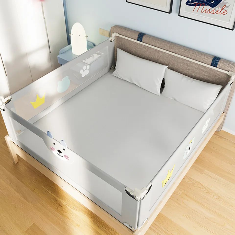 Folding Adjustable Bed Rail Anti-falling Safe Sleep Protector Vertical ...