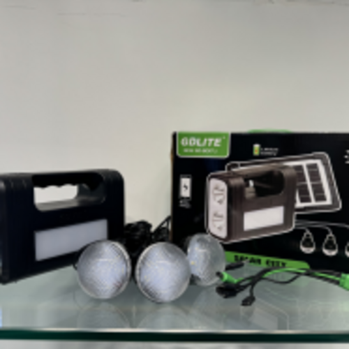 GOLITE Portable Solar Lighting Kit Hand‑held Solar Home System with Built‑in Multi LED Lights + 3 External Bulbs & USB Phone Cha