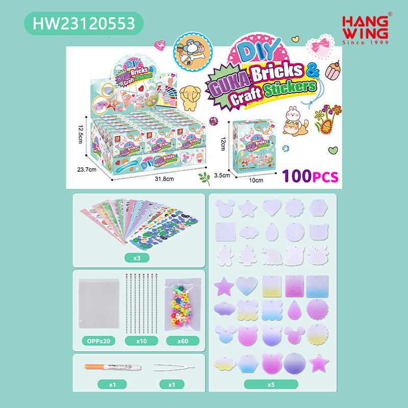 HW Korean New Hot Selling PVC DIY Guka Bricks Graft Kiss Cut Photo Stickers Girls Play House Set Toys Gifts for Kids