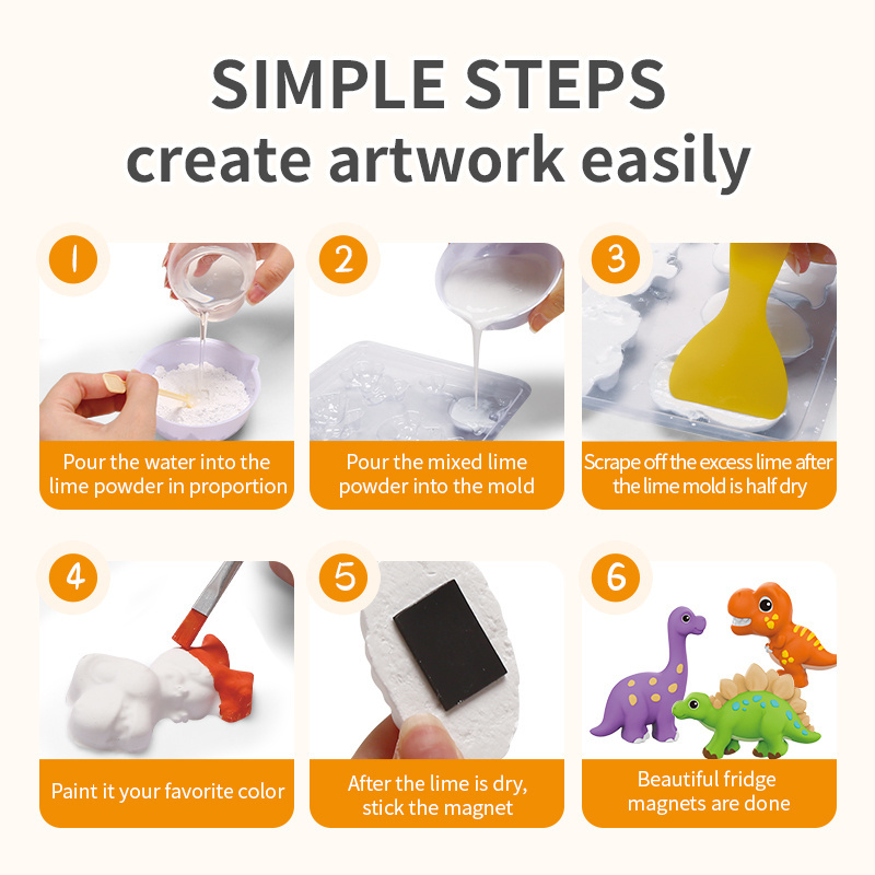 Kids early learning toys DIY gypsum mould plaster painting drawing dinosaurs unicorn animal princess aviation dessert themes