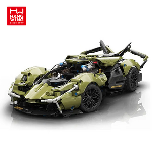 HW 847PCS technical brick 1:14 V12 green lambo concept sports car model building blocks set new kids remote control racing toys