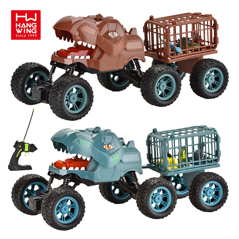 HW radio electric kids RC rock climbing vehicles toys 6 wheel dinosaur head transport remote control car with a small dinosaur