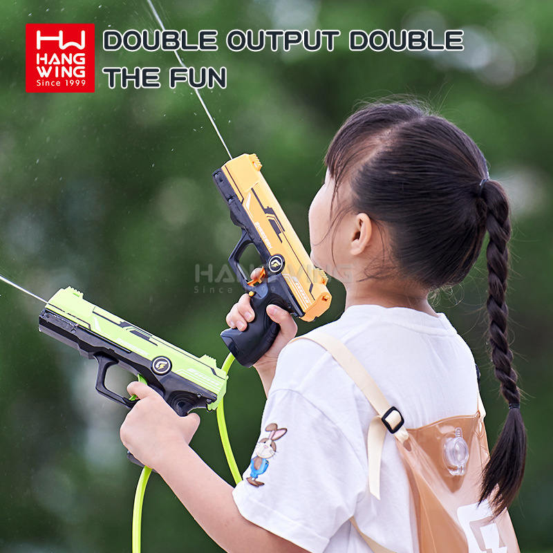 HW Electric Burst Backpack Double Output Water Gun 2024 New Arrival Summer  Outdoor Shooting Games Toys for Kids