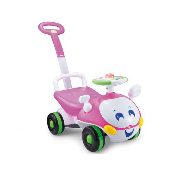 New Design Pink Color Baby Ride on Cars with Push Handle with Light & Music Baby Battery Plastic ABS