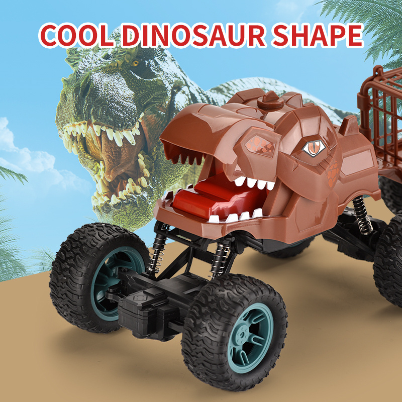 HW radio electric kids RC rock climbing vehicles toys 6 wheel dinosaur head transport remote control car with a small dinosaur