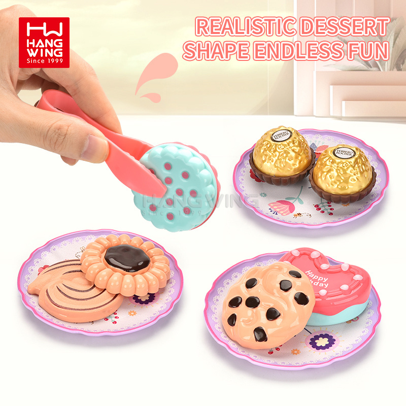 HW Preschool Pretend Real Play at Home Kitchen Afternoon Tea Toy Pink Simulation Tea Set Dessert Set for Girl Princess 2024 New