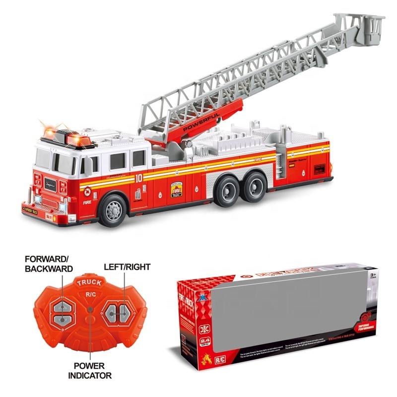 HW Boys Vehicles Model New 2.4G 4CH RC Radio Electric Fire Truck Rescue Engine Remote Control Large Cars 2023 Toys for Kids