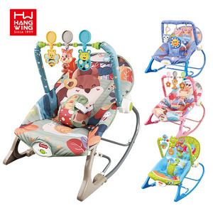 HW multi function themes baby toddler rocking chair with music hanging pendant toys vibrate kids to sleep infant rocker