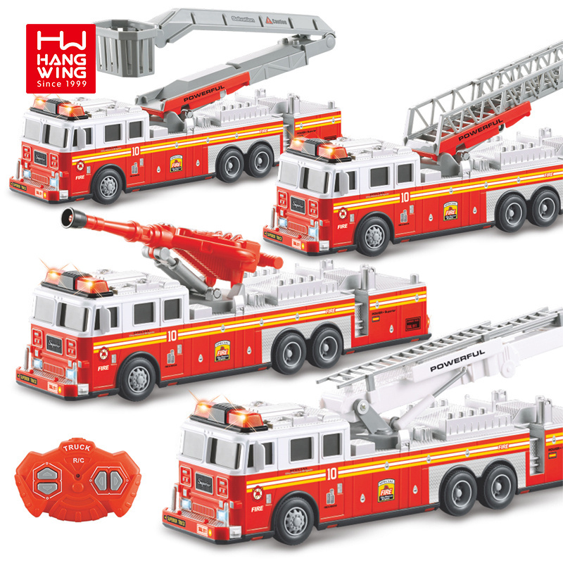 HW Boys Vehicles Model New 2.4G 4CH RC Radio Electric Fire Truck Rescue Engine Remote Control Large Cars 2023 Toys for Kids