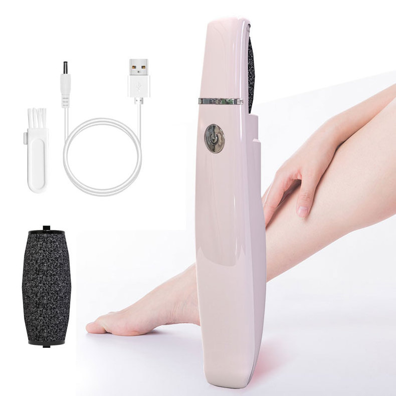 wholesale pedicure supplies newest design professional foot file USB charge electric foot callus remover with LED light