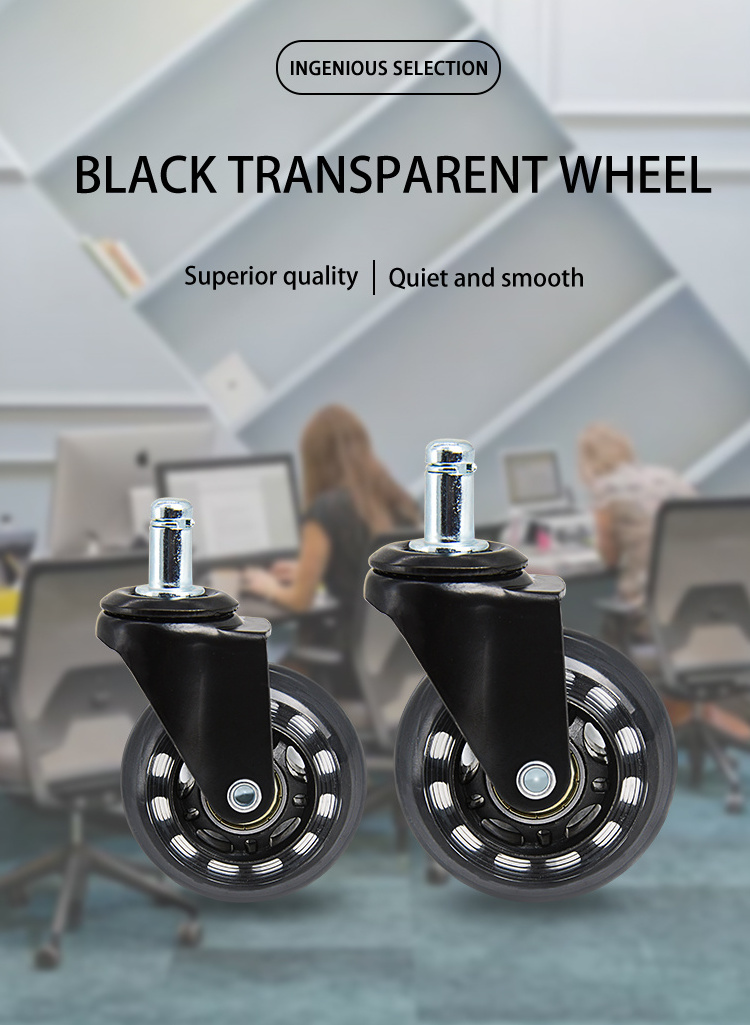 Office Chair Wheels Furniture CASTER Swivel Replacement 3-inch Rollerblade Caster 2.5inch,3inch Transparent+black